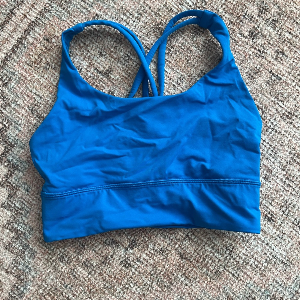 lululemon athletica Blue Racerback Sports Bra Longline Energy Bra poolside